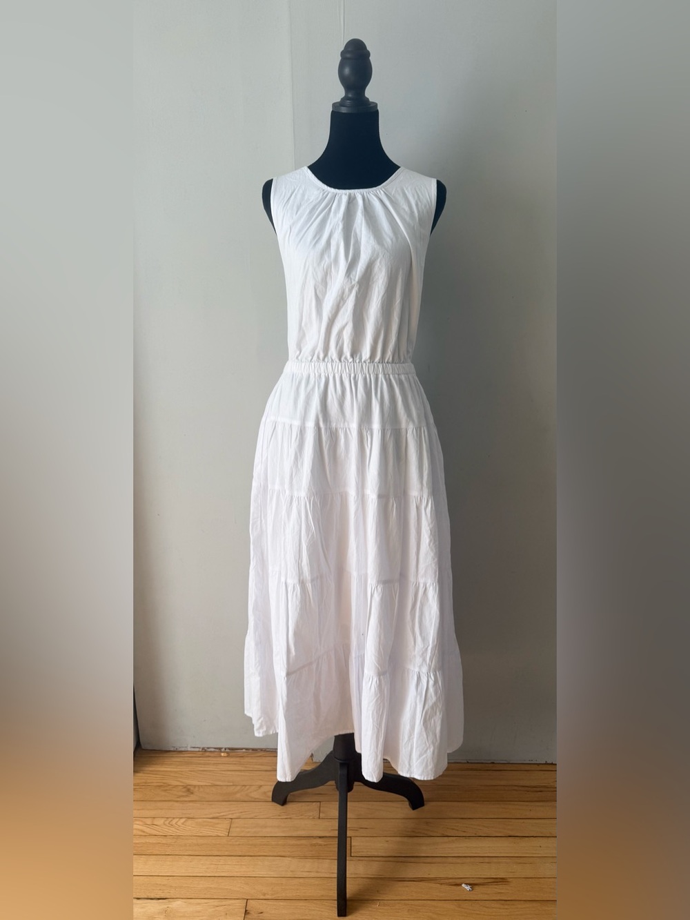 Classic White Sleeveless Tiered Maxi Dress